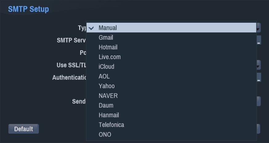 Configure Yahoo SMTP setting for Alarm email notification